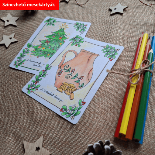 Pompás Adventi mesekártyák - 24 darabos színezhető kártyacsomag