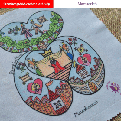 Pompás ZsebMesetérkép szemüvegtörlőn - Macskacicó