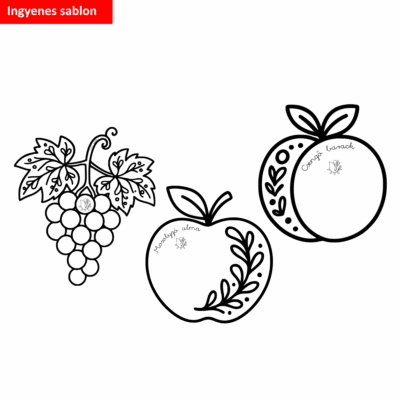 Szóló szőlő, mosolygó alma, csengő barack színező