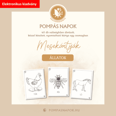 Pompás Mesekártyák - ÁLLATOK - 40db nyomtatható és színezhető kártya